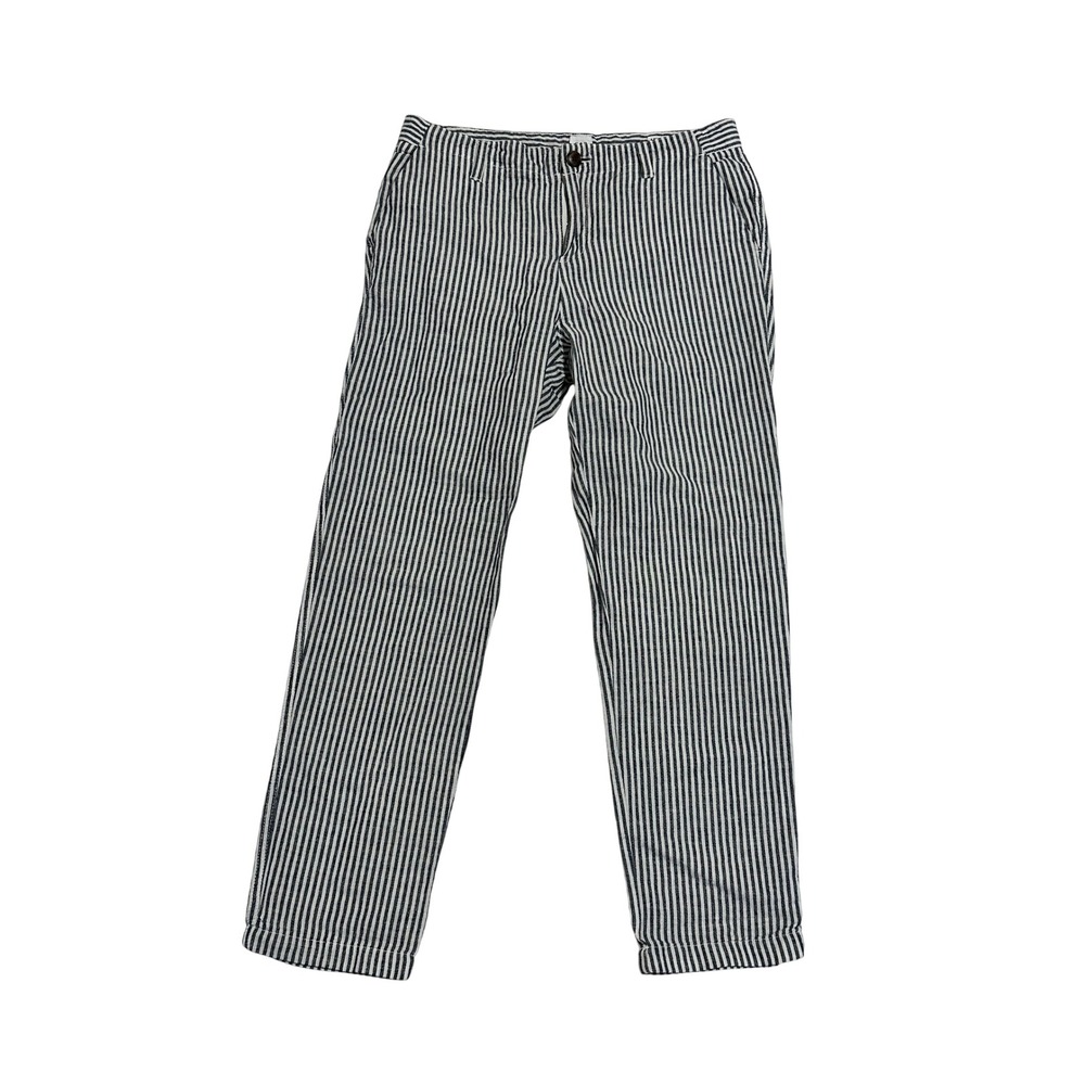 Gap Girlfriend Chino Pants Navy White Stripe Linen Cotton Size 4 Regular
